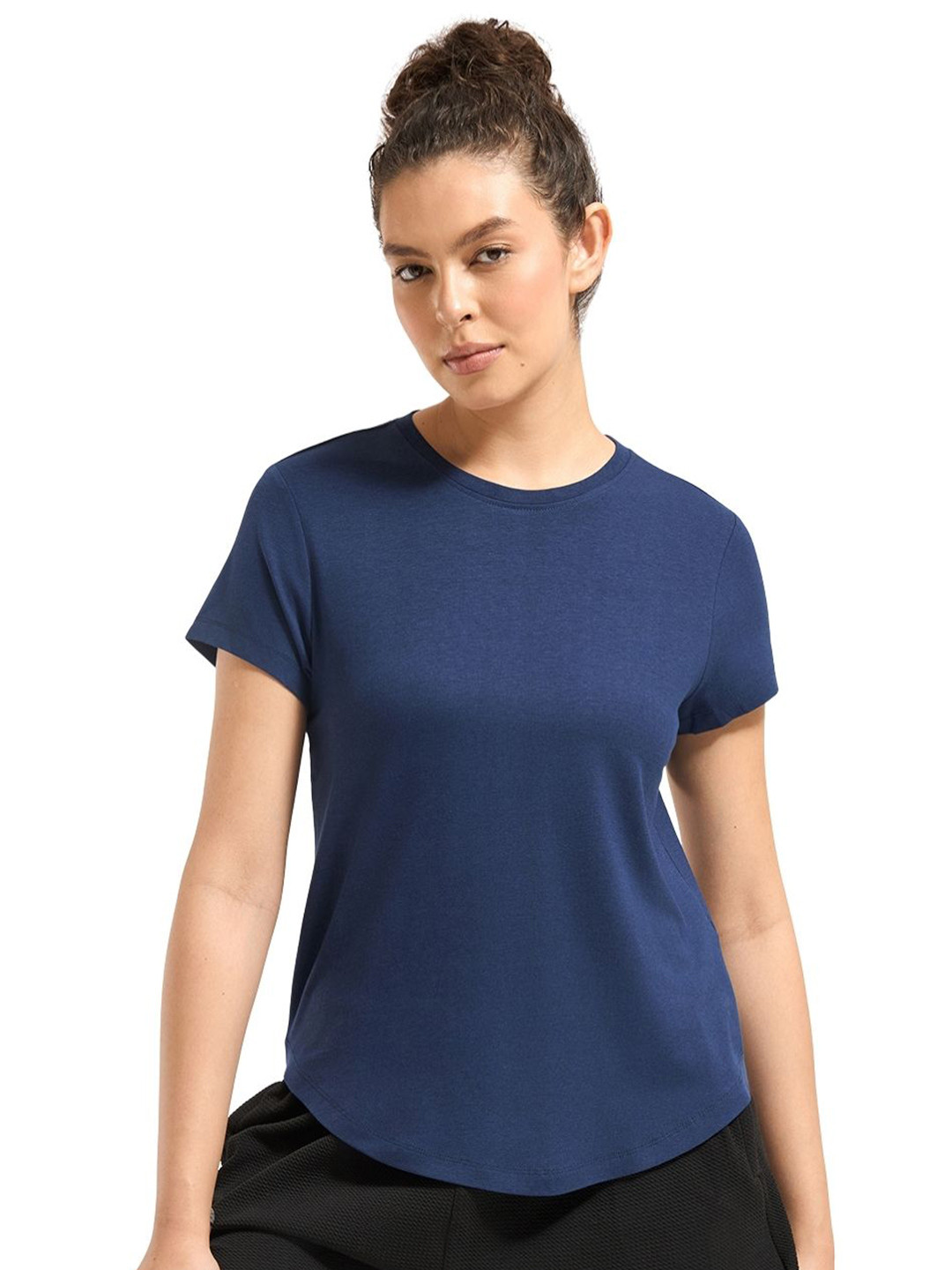 Wellbi Women Bamboo-Cotton 3X Softer Breathable Half Sleeves Regular Fit Lounge T-Shirt