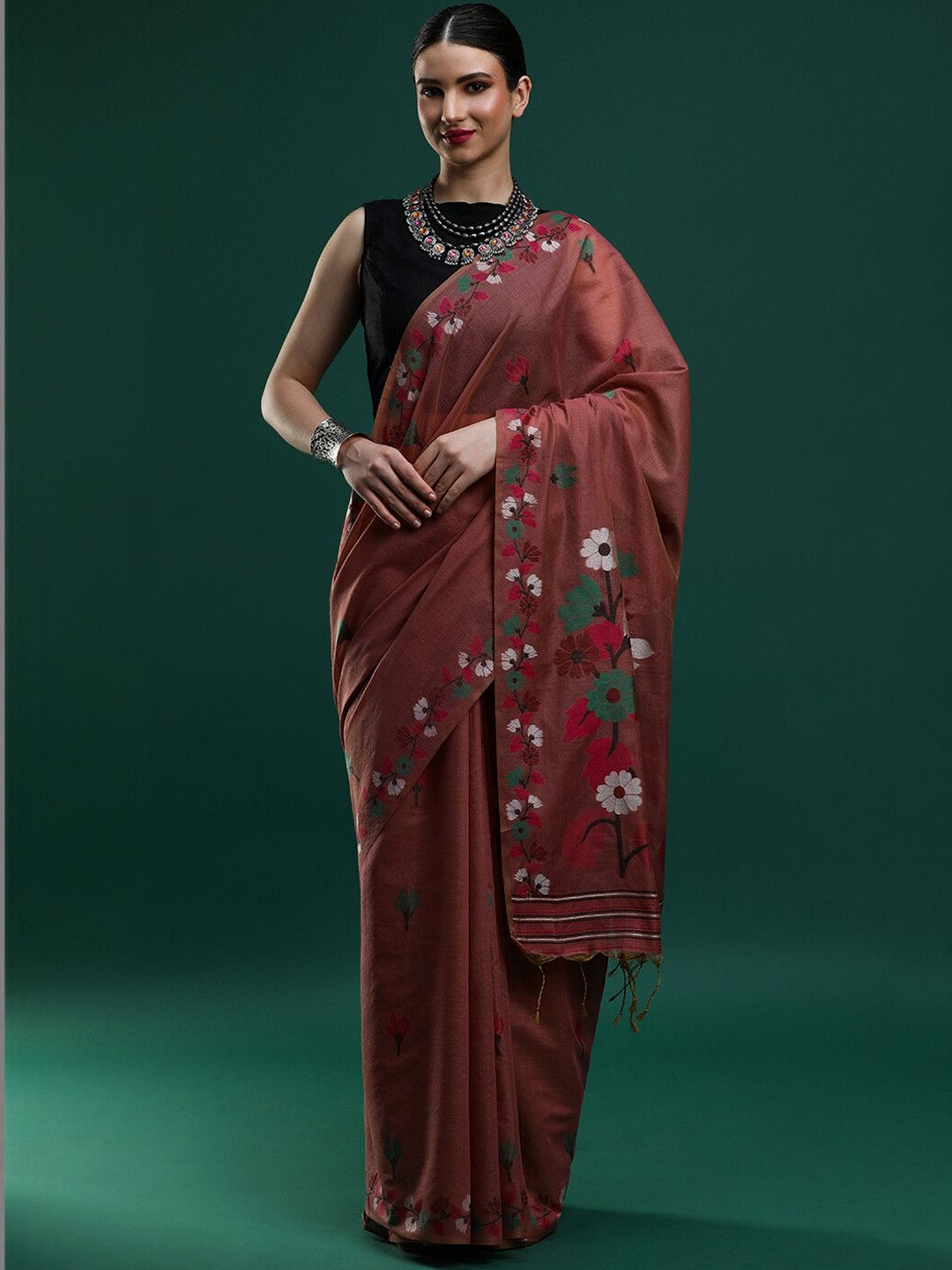 House of Pataudi Woven Design Saree With Blouse
