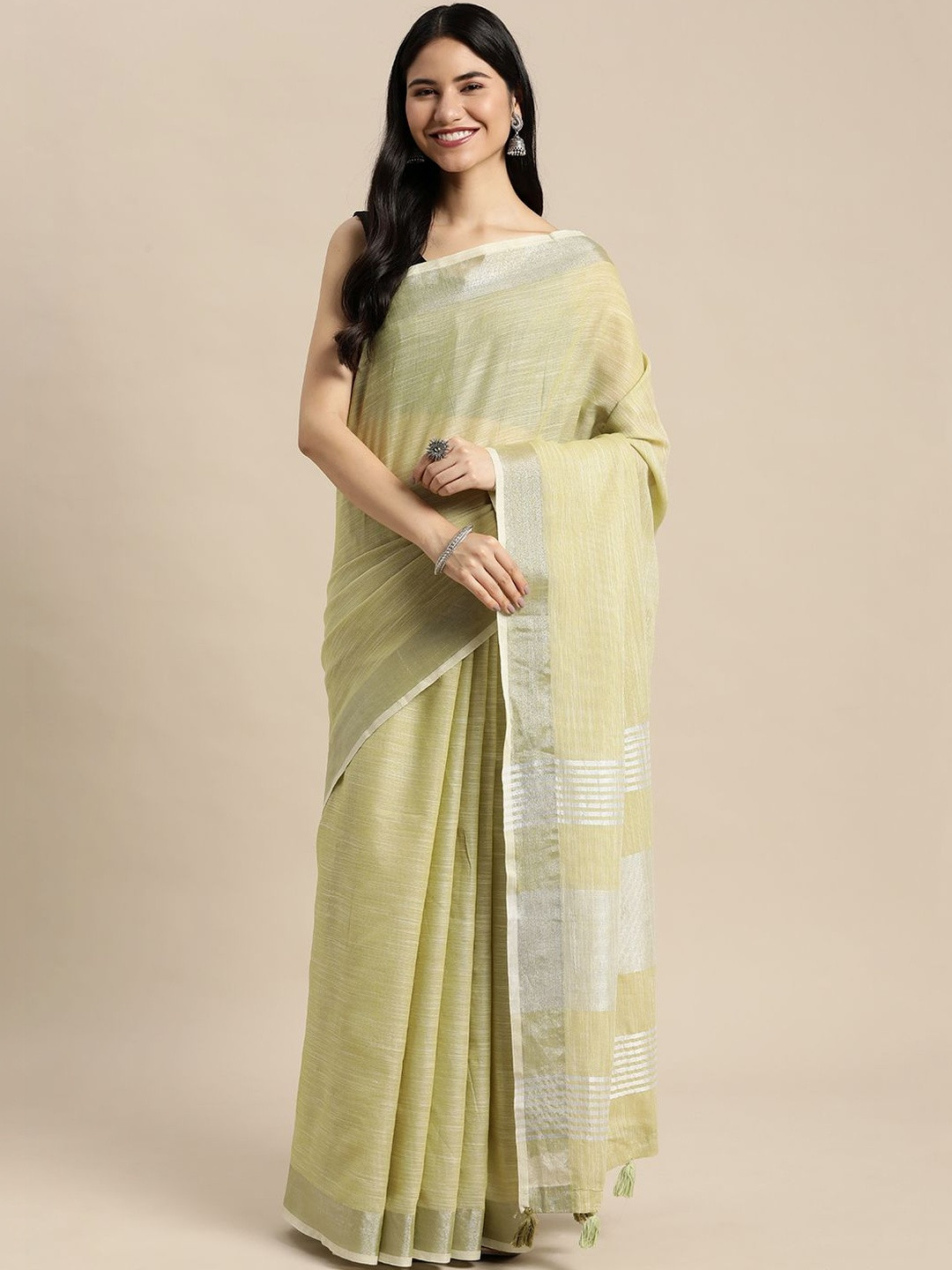 Sutriti Woven Design Zari Linen Blend Saree