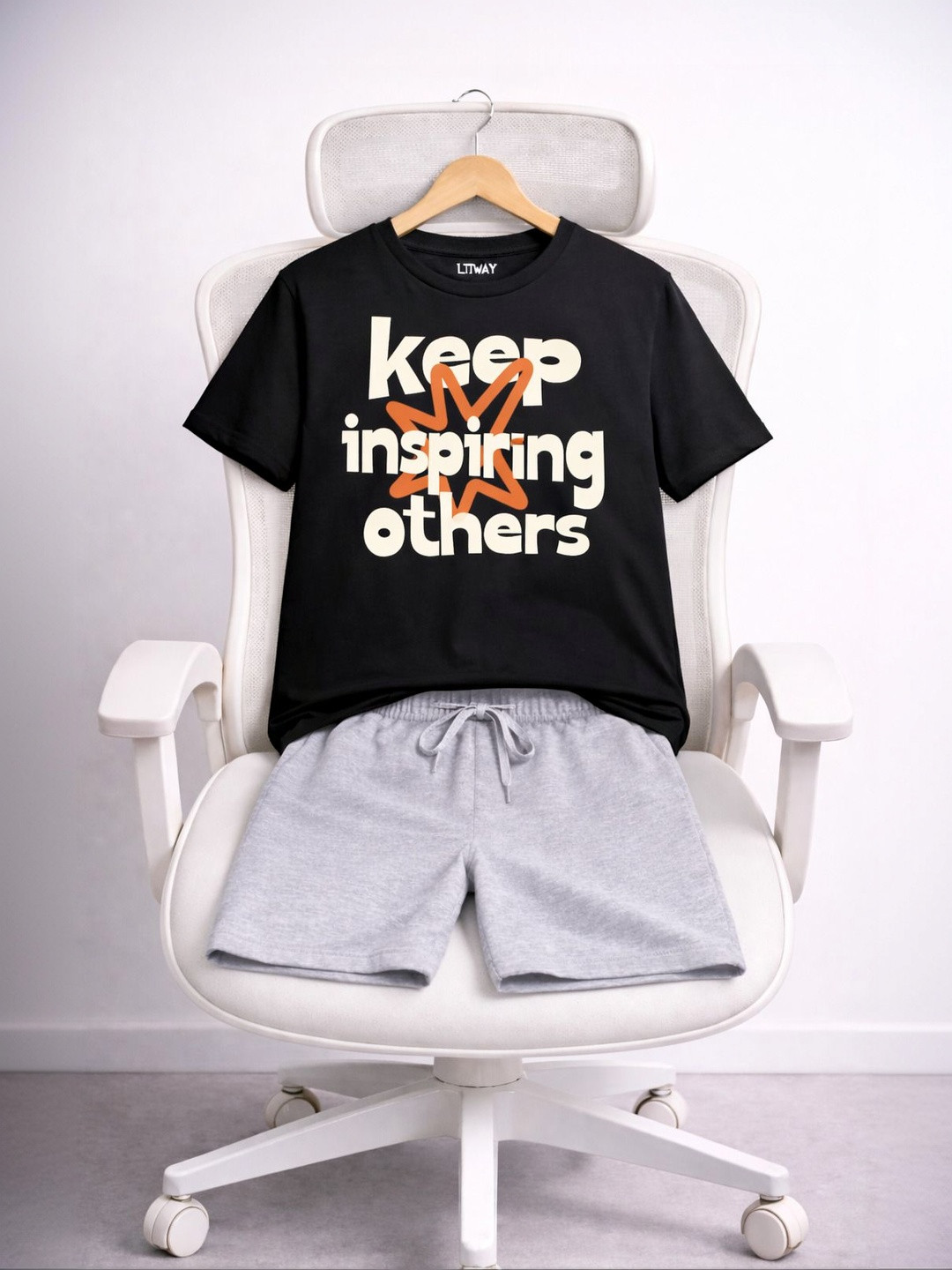 LITWAY Boys Printed T-shirt with Shorts