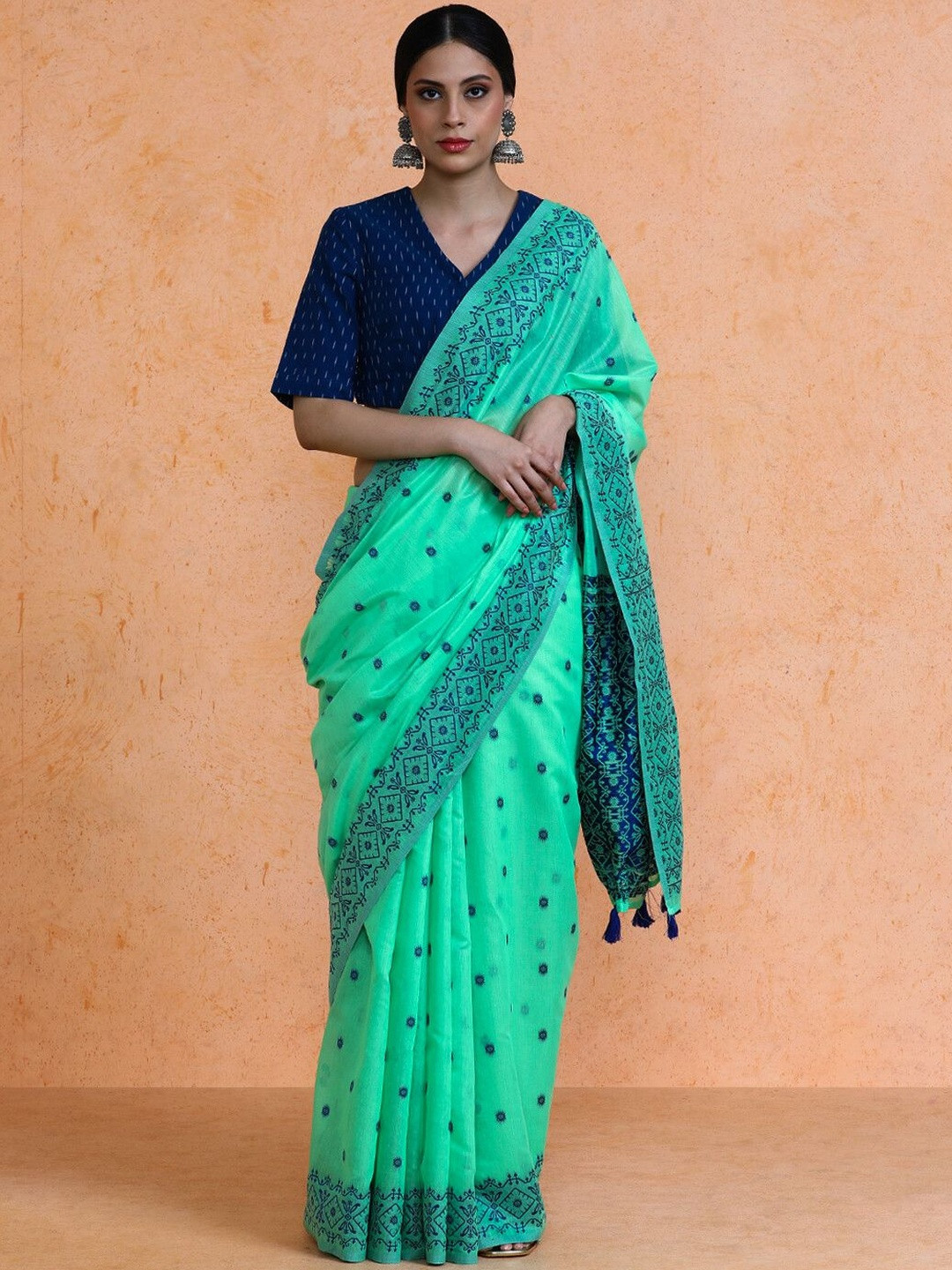 House of Pataudi Woven Design Chanderi Sarees With Blouse Piece