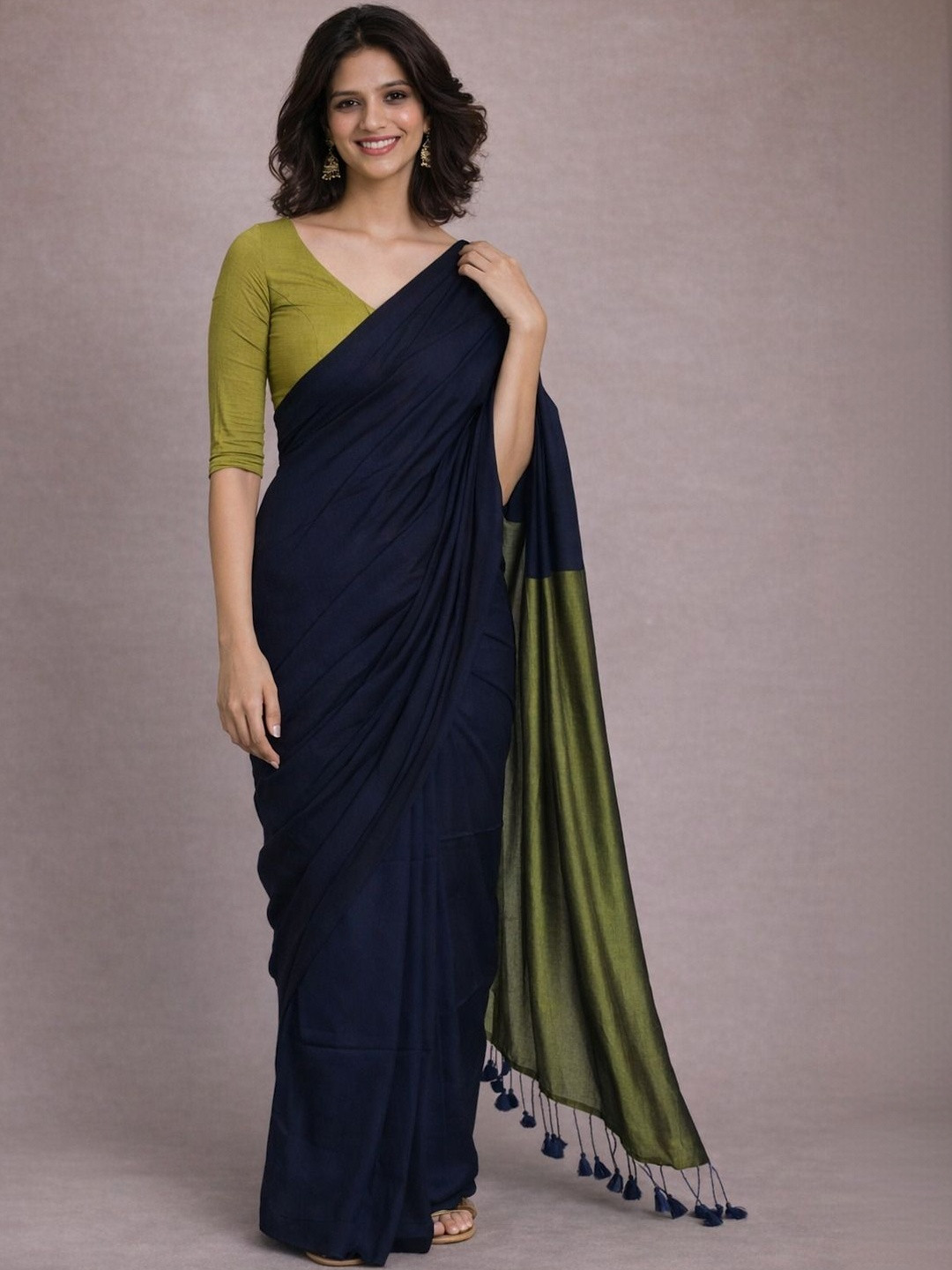 HERE&NOW Pure Cotton Khadi Saree