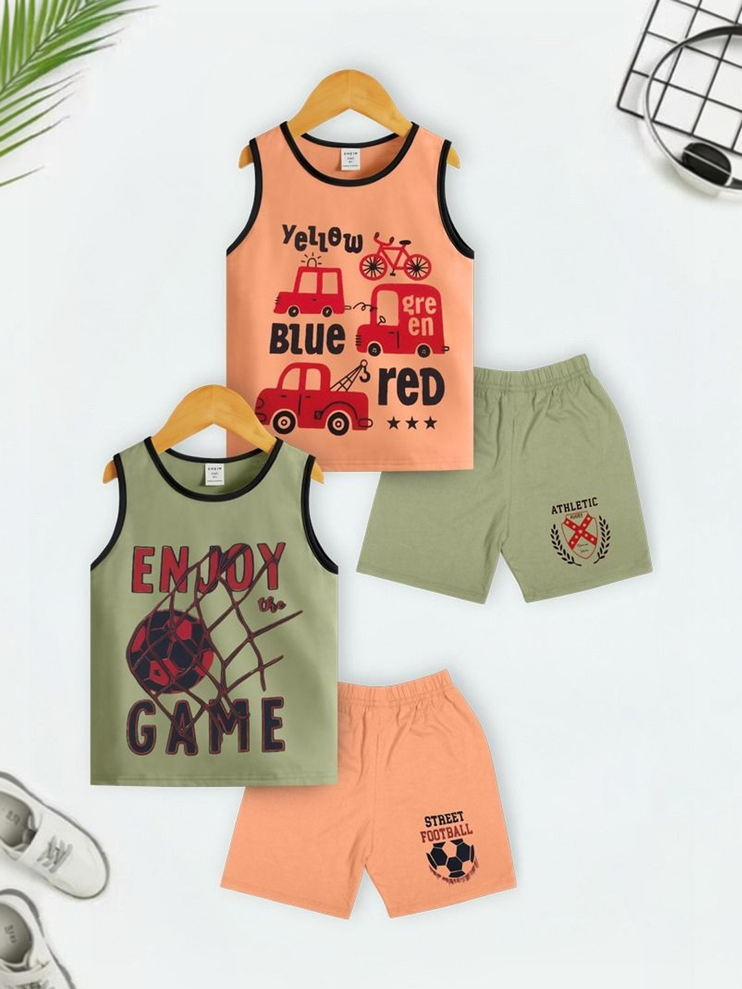 Sandoll Unisex Kids Printed T-shirt with Shorts