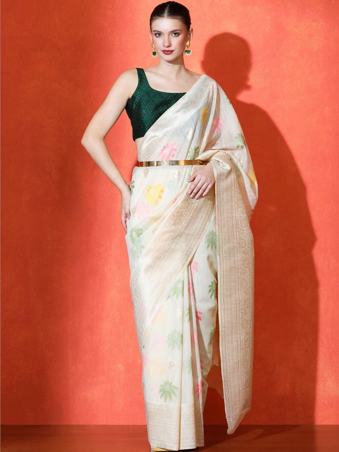 House of Pataudi Woven Design Saree With Blouse