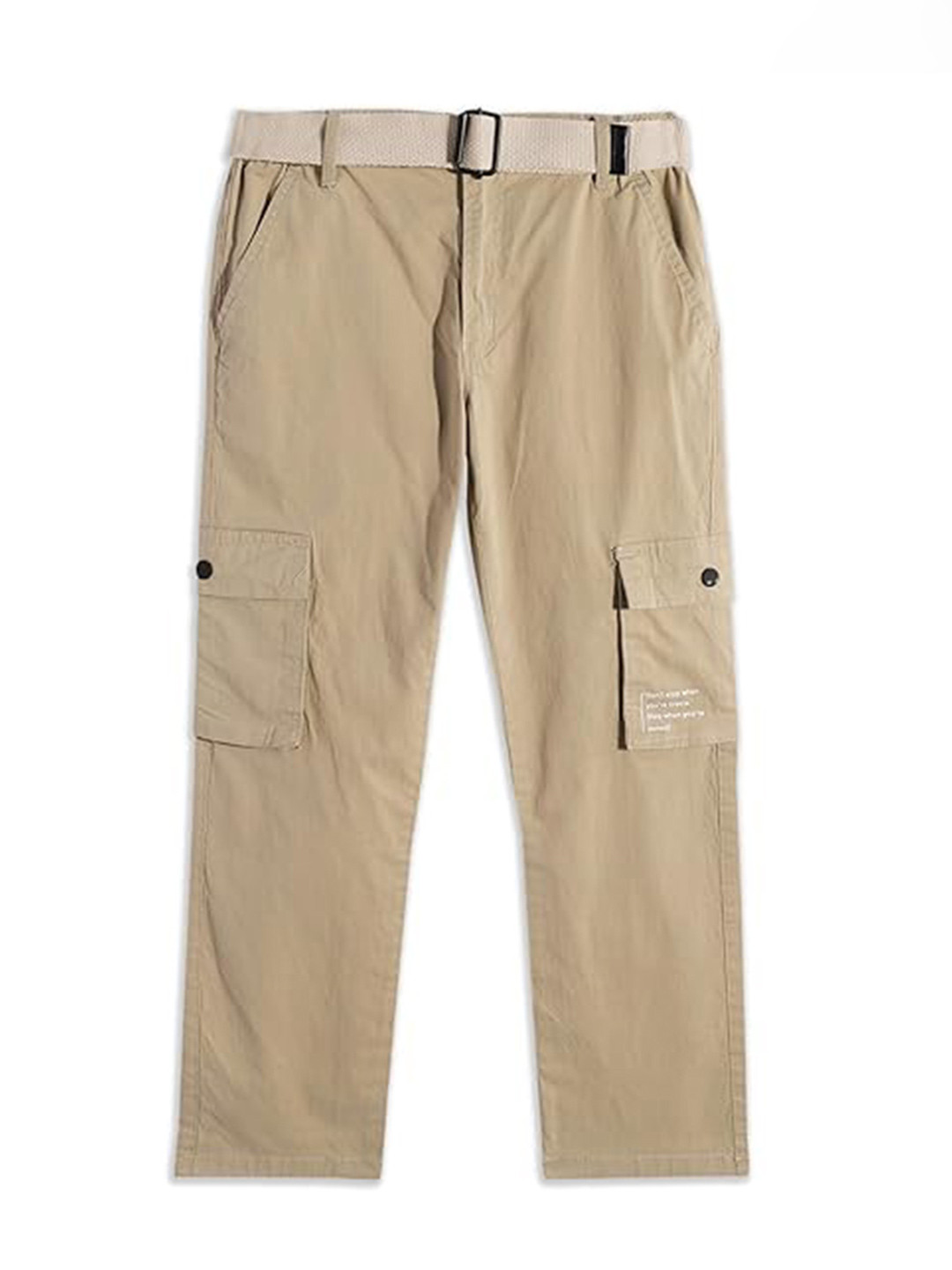 CAVIO Comfort Loose Fit Mid-Rise Travel Features Casual Woven Cargos