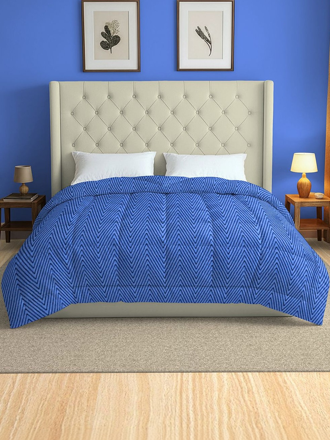 SWAYAM Turquoise Blue & Blue Geometric AC Room 150 GSM Comforter