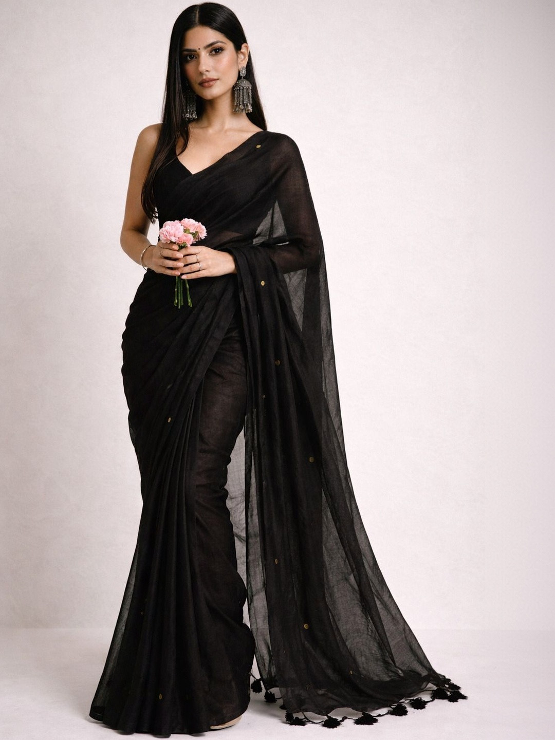 all about you Embellished Pure Cotton Khadi Saree