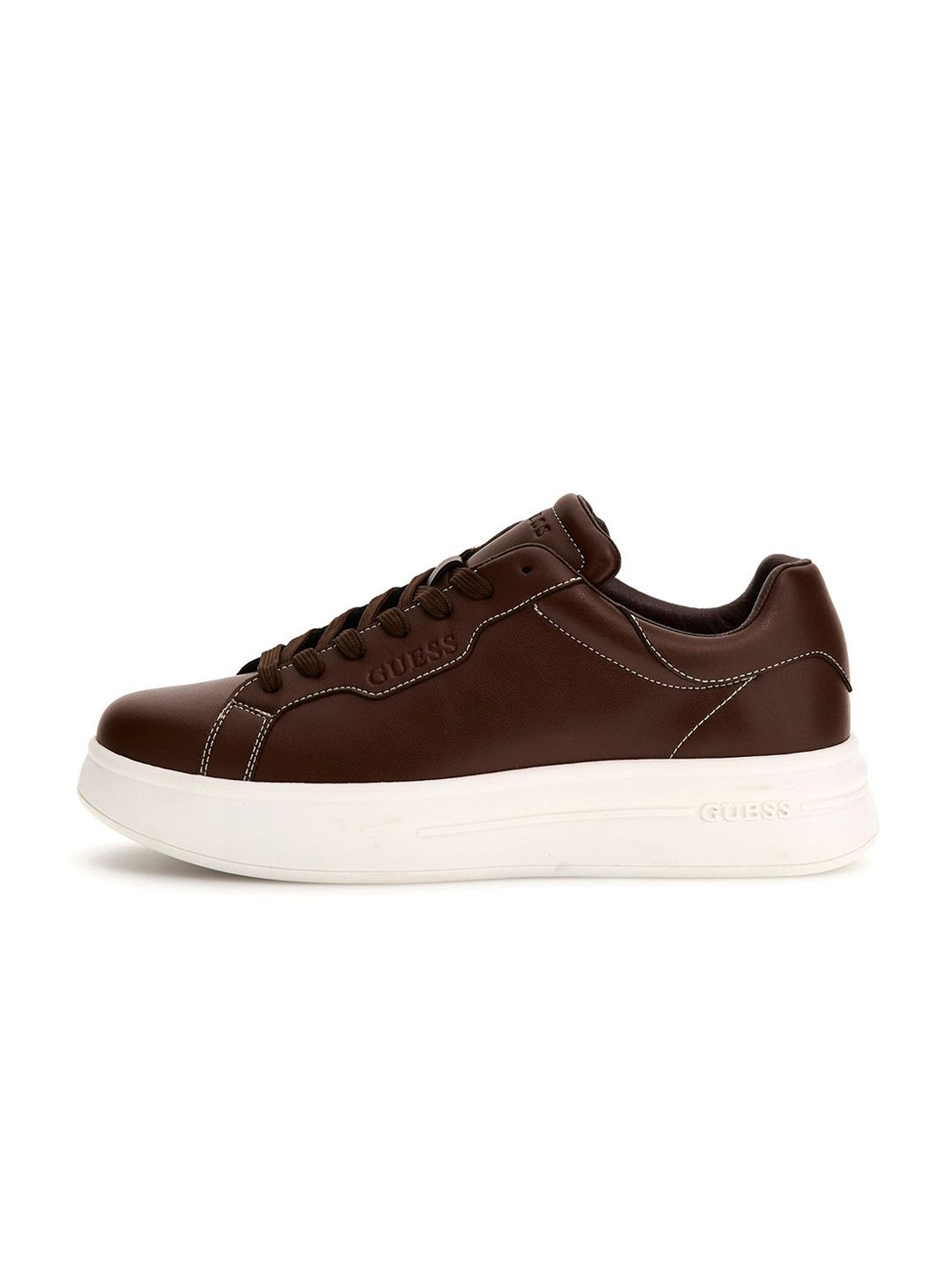 GUESS Men Round Toe Lace-Ups Leather Sneakers