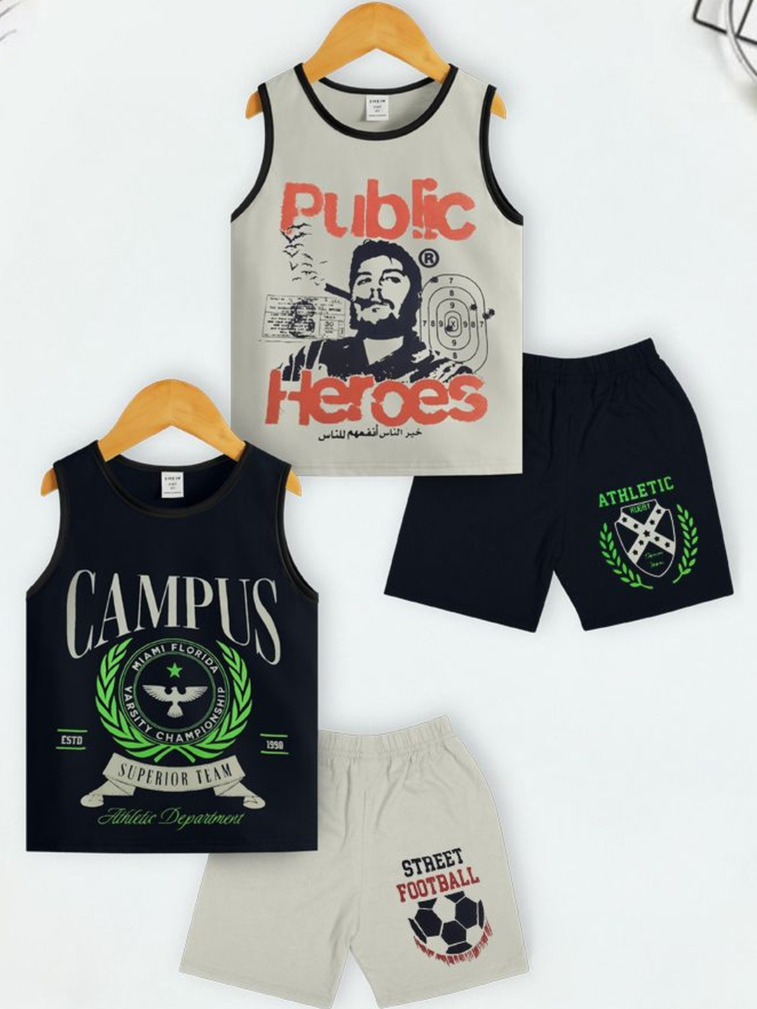 Sandoll Unisex Kids Printed T-shirt with Shorts
