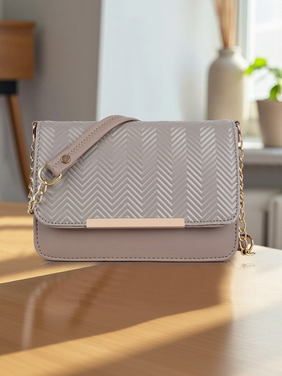ROLEXO Textured Synthetic Leather Structured Sling Bag