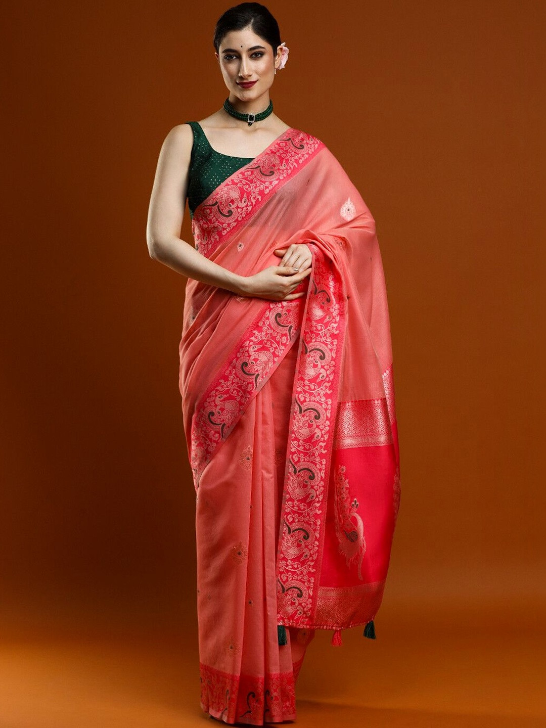 House of Pataudi Woven Design Saree With Blouse