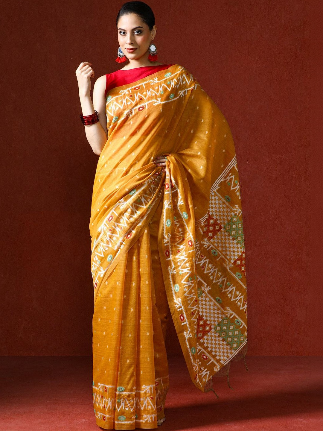 House of Pataudi Woven Design Chanderi Sarees With Blouse Piece
