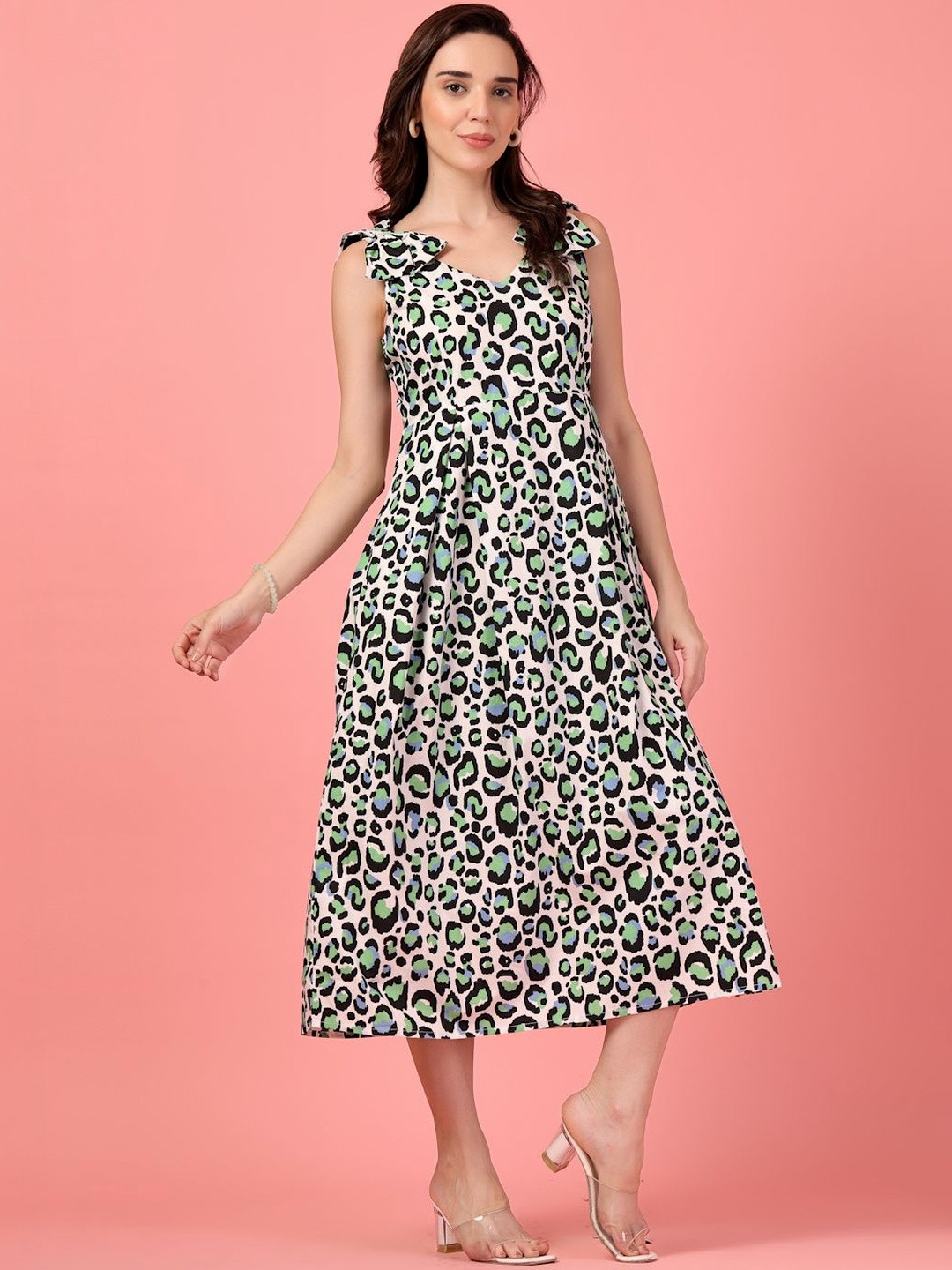 GULABiDRESS Animal Print Fit & Flare Midi Dress