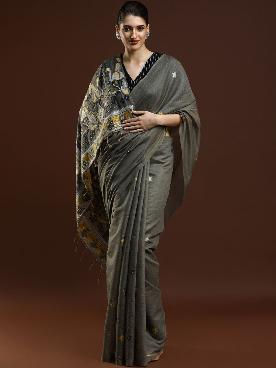 SARHA Ethnic Motifs Muga Saree