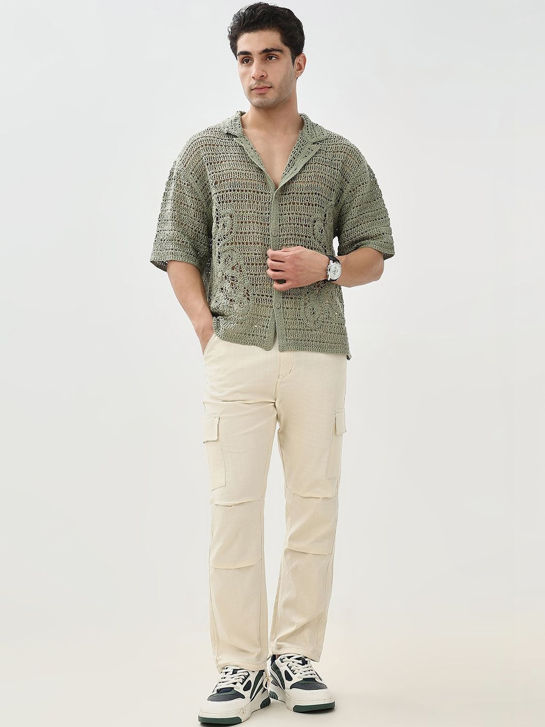 Hence Men Relaxed Fit Linen Cargos