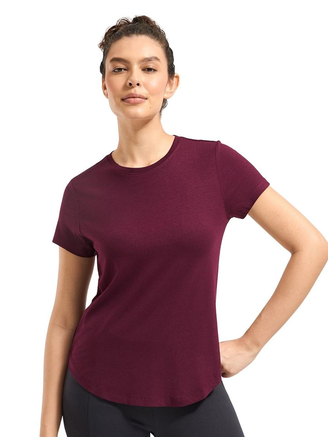 Wellbi Women Bamboo-Cotton 3X Softer Breathable Half sleeves Regular Fit Lounge T-Shirt