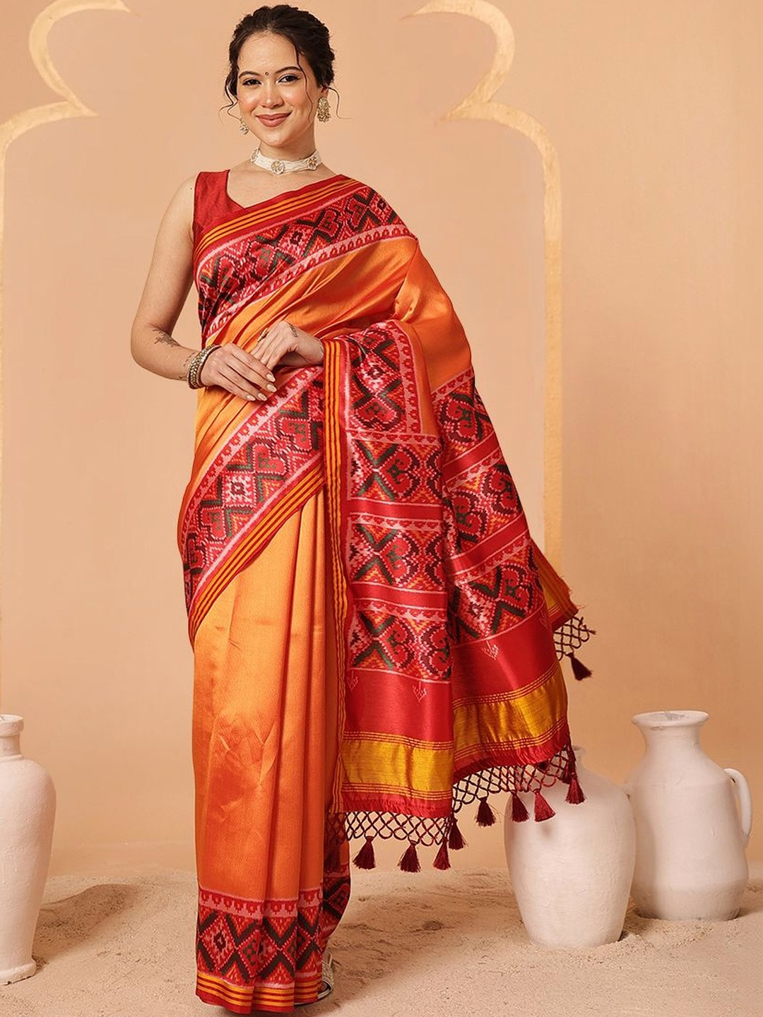 Silk Land Festive Wear Gala Concept Patola Saree with Pallu & Tassels