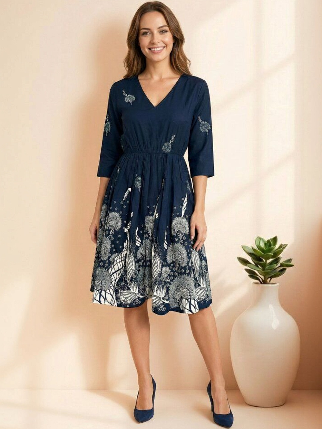 DSK STUDIO Floral Print Fit & Flare Dress