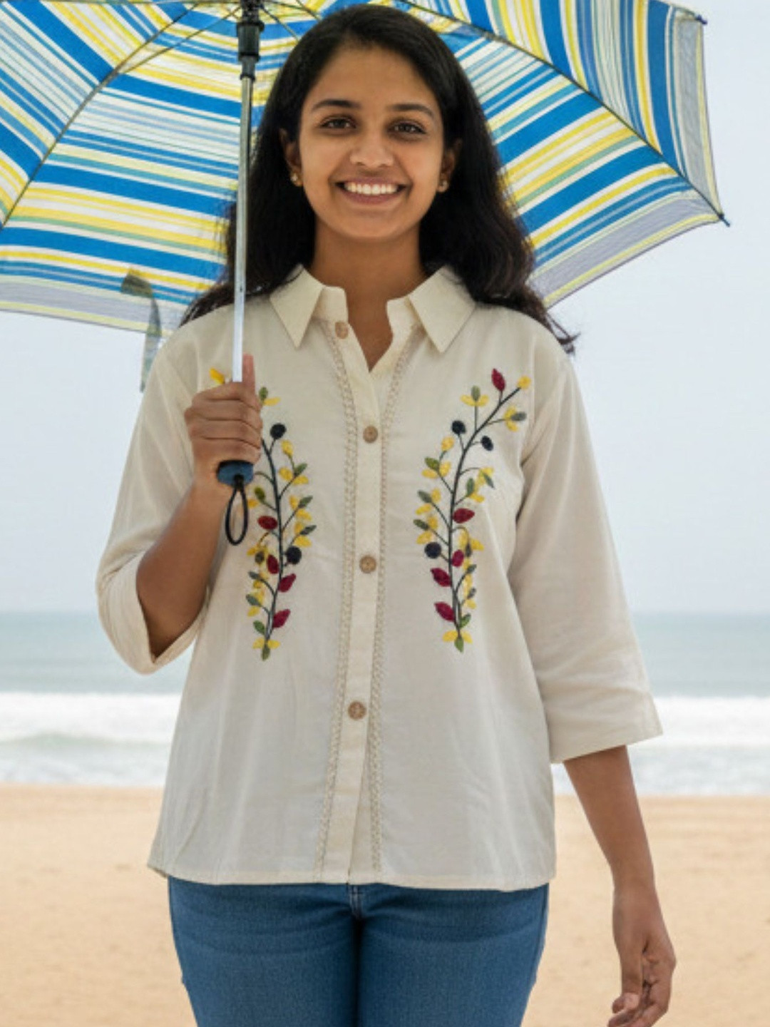YOELLA Embroidered Organic Cotton Top