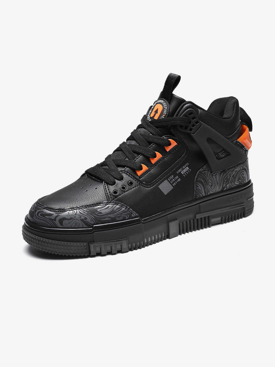 Nickron Men Black Textured Sneakers