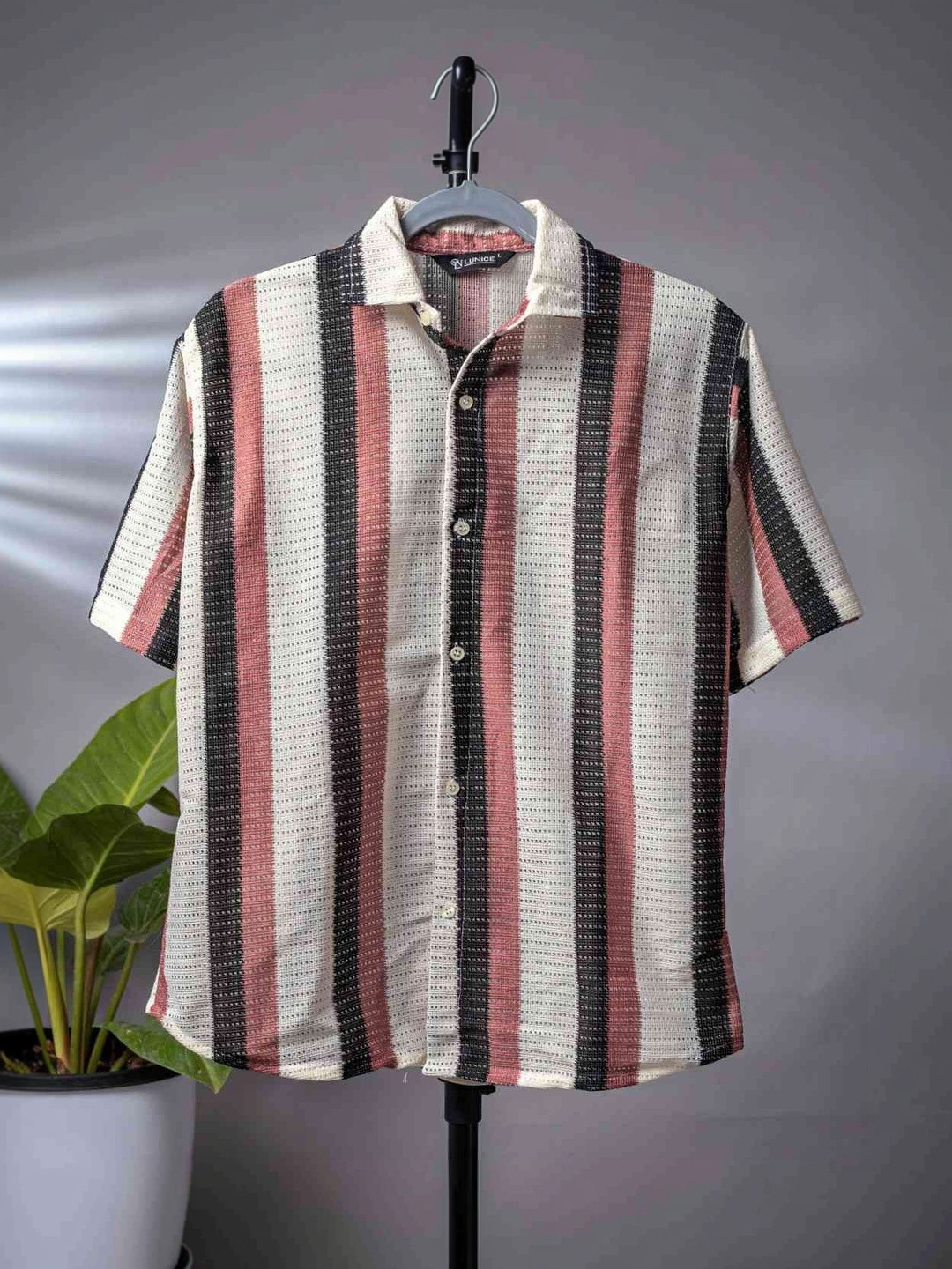 Lunice Men Semi Sheer Striped Casual Shirt