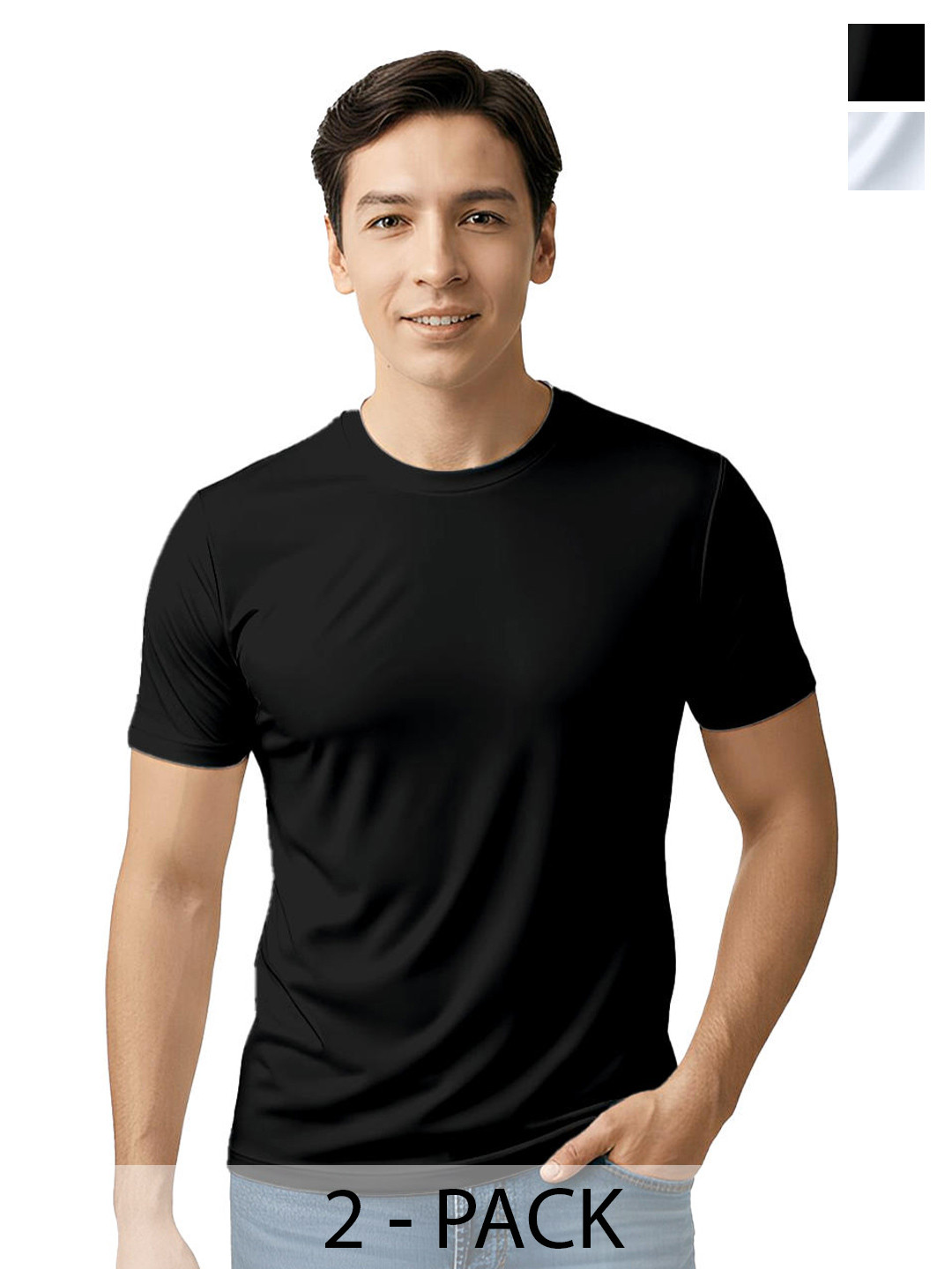 Fighterhero Men Pack of 2 Black & White Dryfit Active Tshirts
