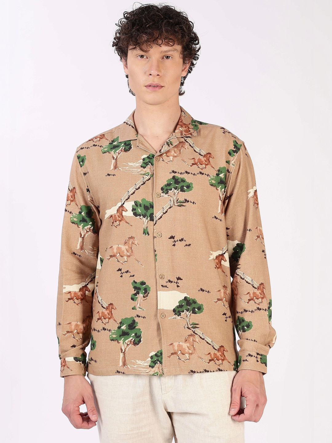 HAMPTONS Animal Cotton Conversational Long Sleeves Shirt
