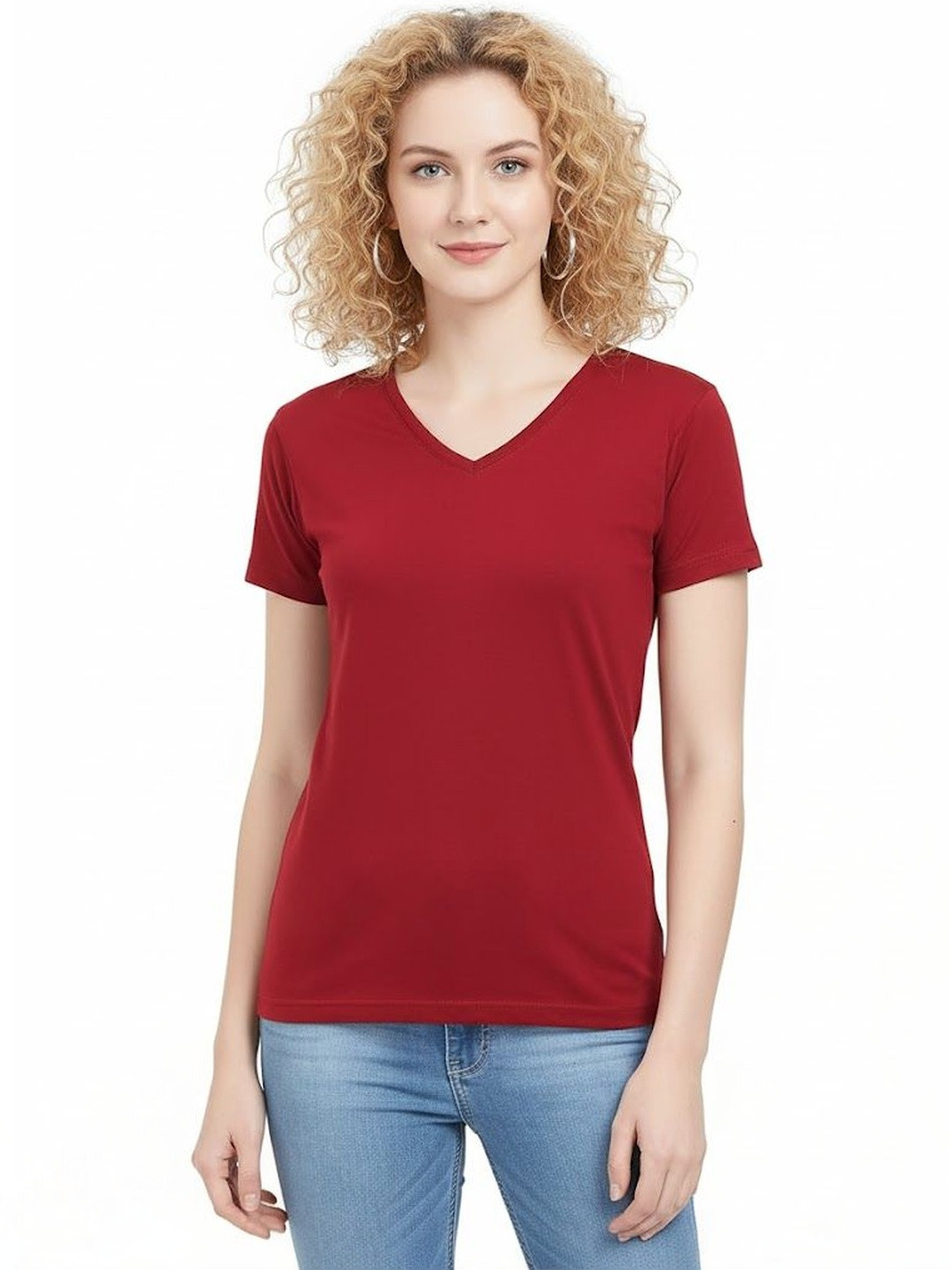 Realglimpse Women V-Neck T-shirt