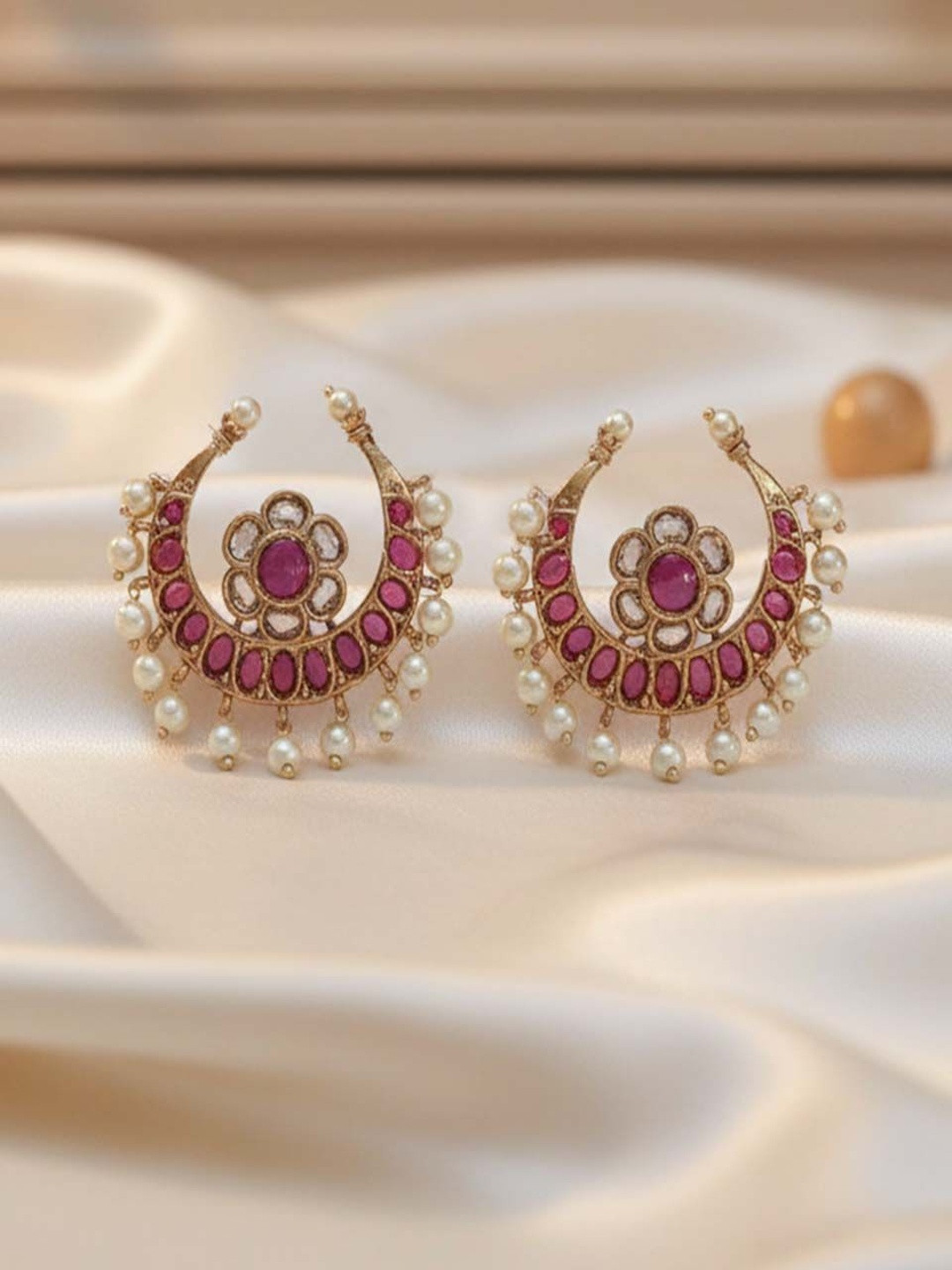 BlingNation Crescent Shaped Chandbalis Earrings