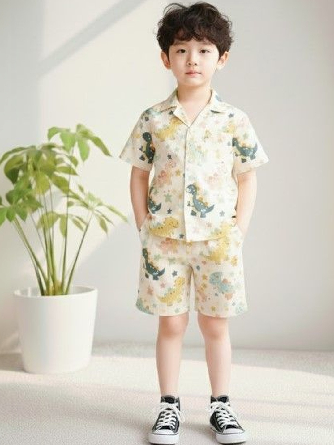 LA3MINE Boys Animal Printed Shirt With Shorts