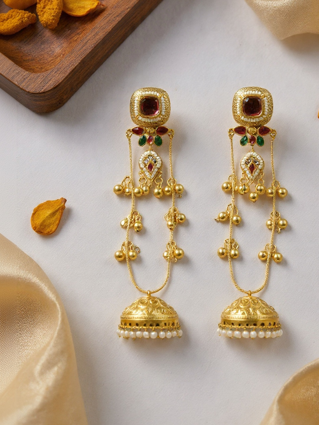J & C Fashion Arena Geometric Jhumkas Earrings