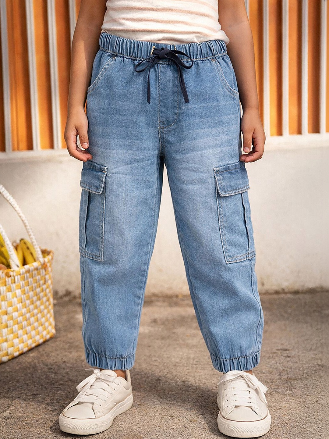 Somersault Girls Jogger Mid-Rise Slash Knee Jeans