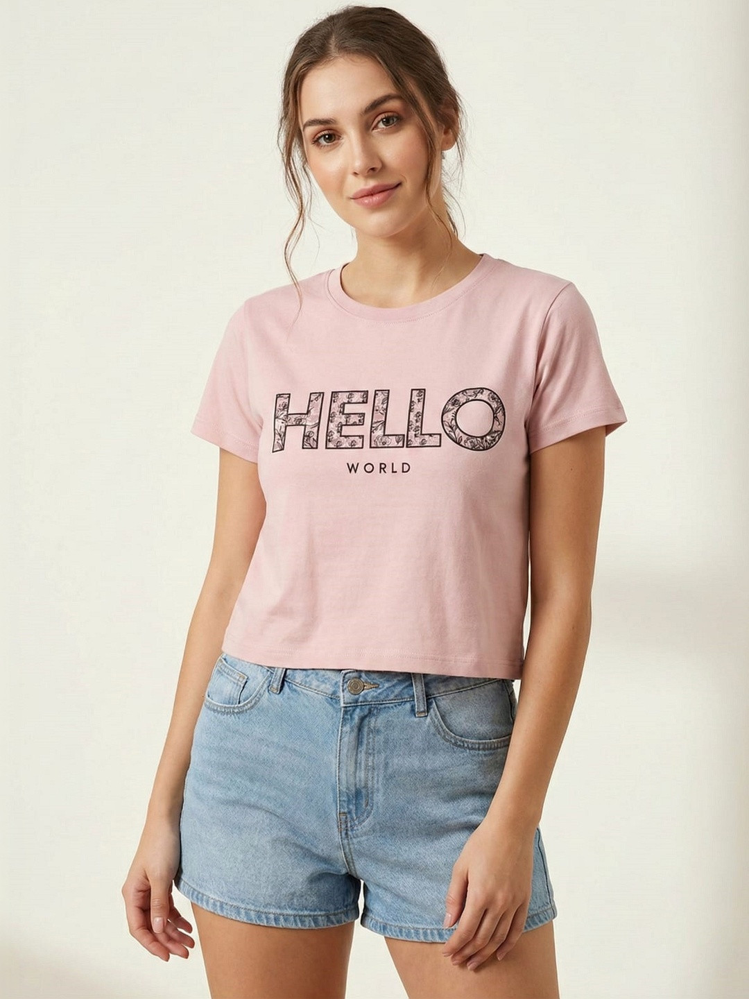 Wineberry Women Typography Printed Polyester PU Coated Blend T-shirt
