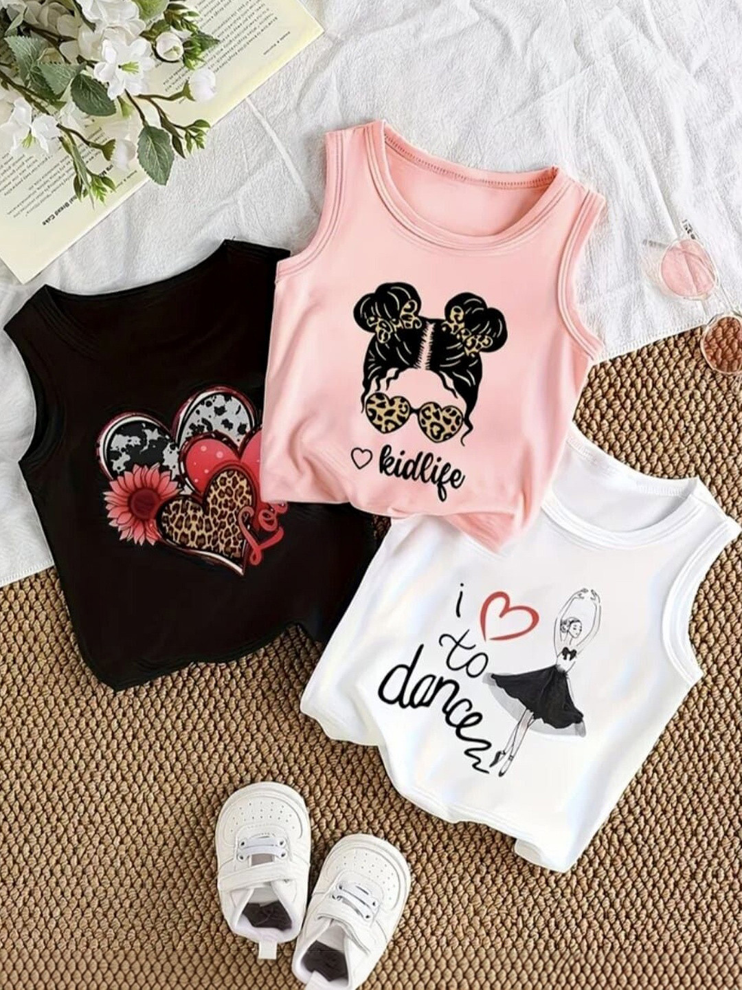 DAMN GUD DG Girls Set of 3 Printed T-shirt