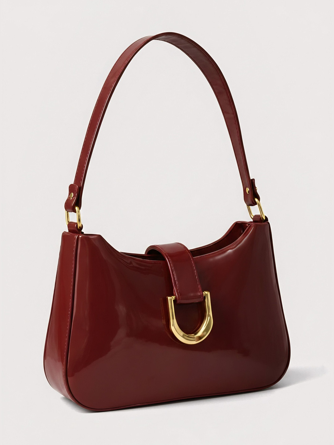 ROSS BROWN Solid Mini Structured Baguette Bag