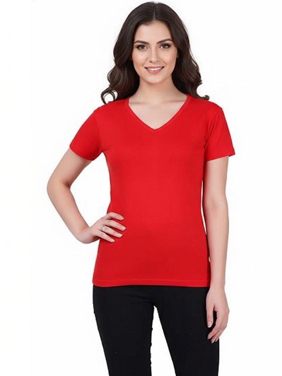 Realglimpse Women V-Neck T-shirt