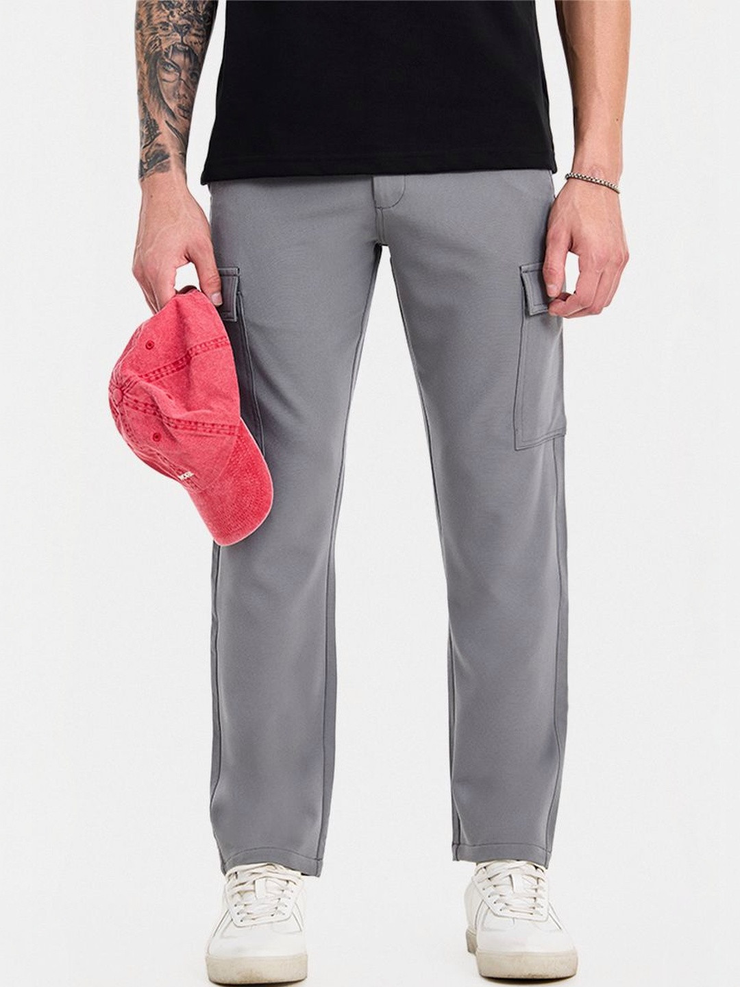 Snitch Grey Mid-Rise Regular Fit Cargo Pants
