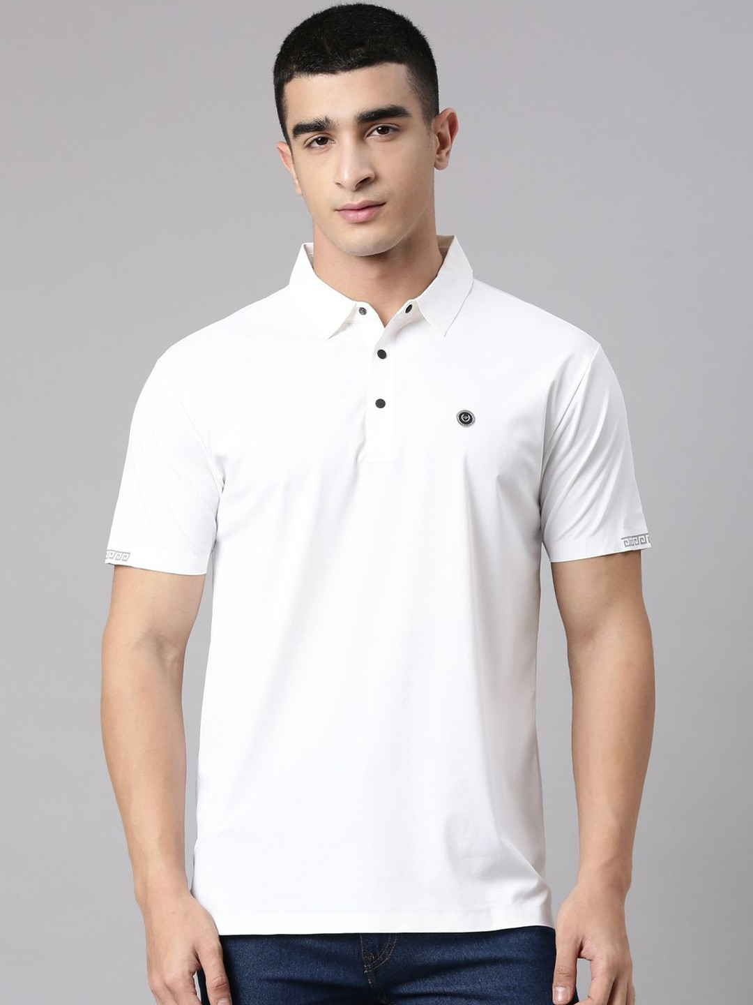 Classic Polo Men Brand Logo Polo Collar Pockets Slim Fit T-shirt