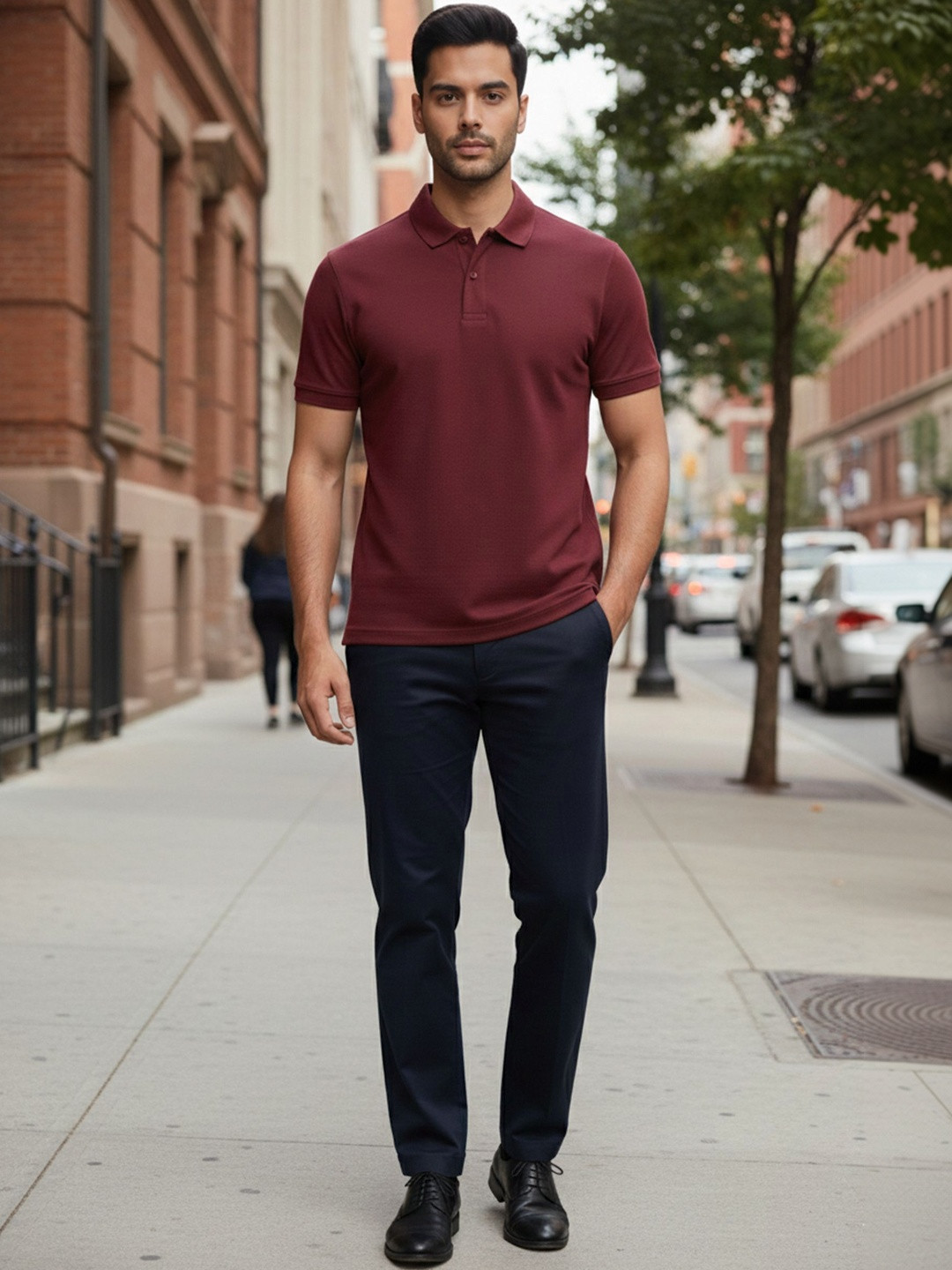 Davno Men Polo Collar T-shirt