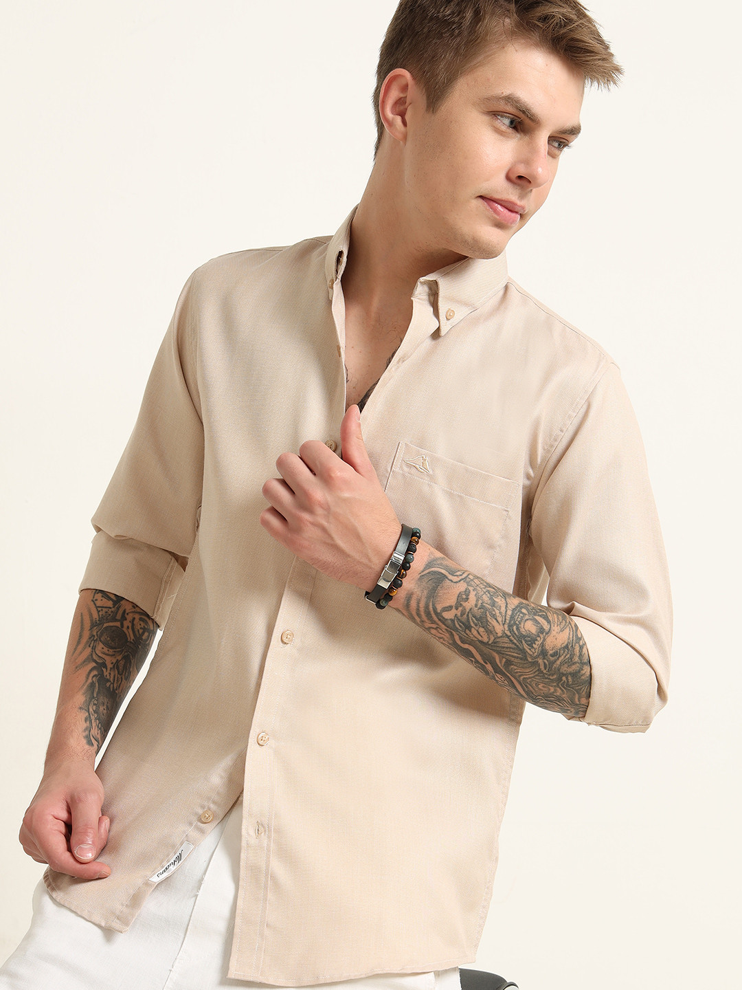 MOHICANS Button Down Collar Pure Cotton Chambray Shirt