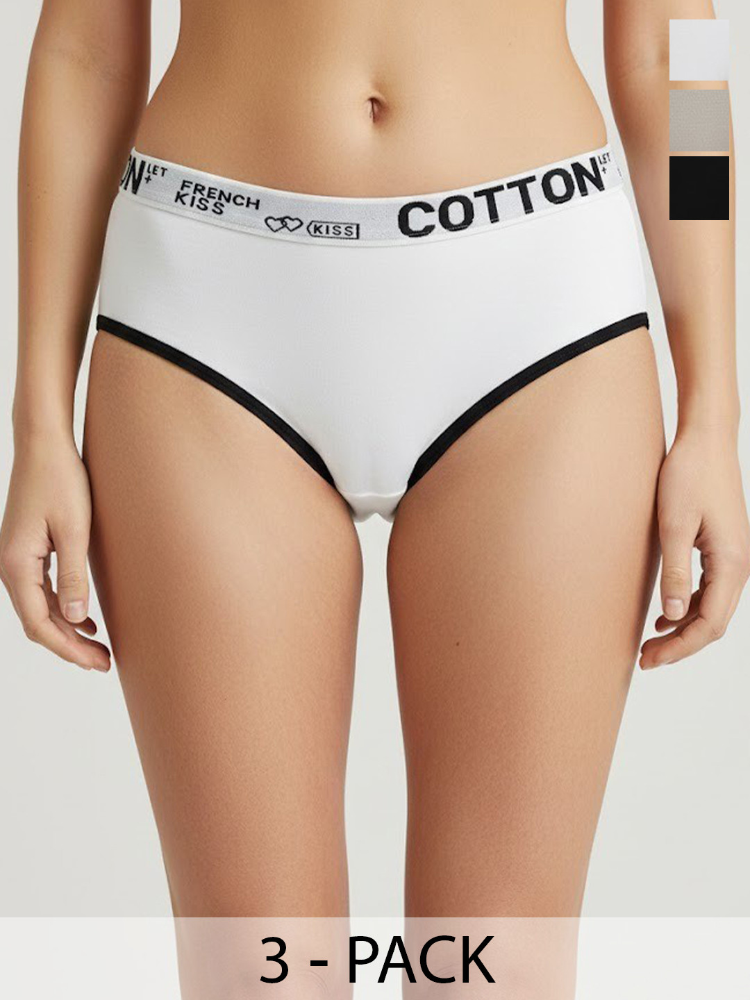 JETVELI Women Pack of 3 Pure Cotton Quick Dry High Rise No-Visible Panty Line Basic Briefs
