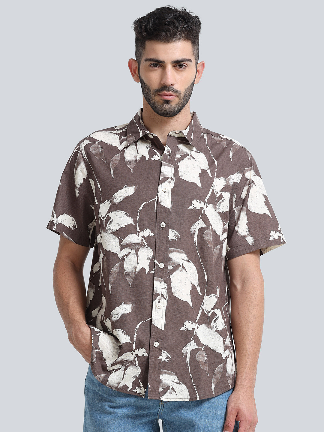 StitchX Men Half Sleeve Tropical Printed Pure Cotton Shirt
