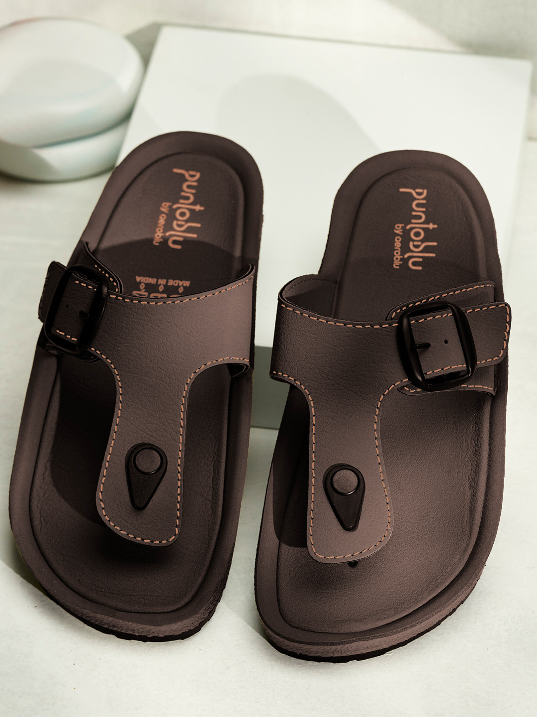 Puntoblu Men One Toe Flats with Buckles