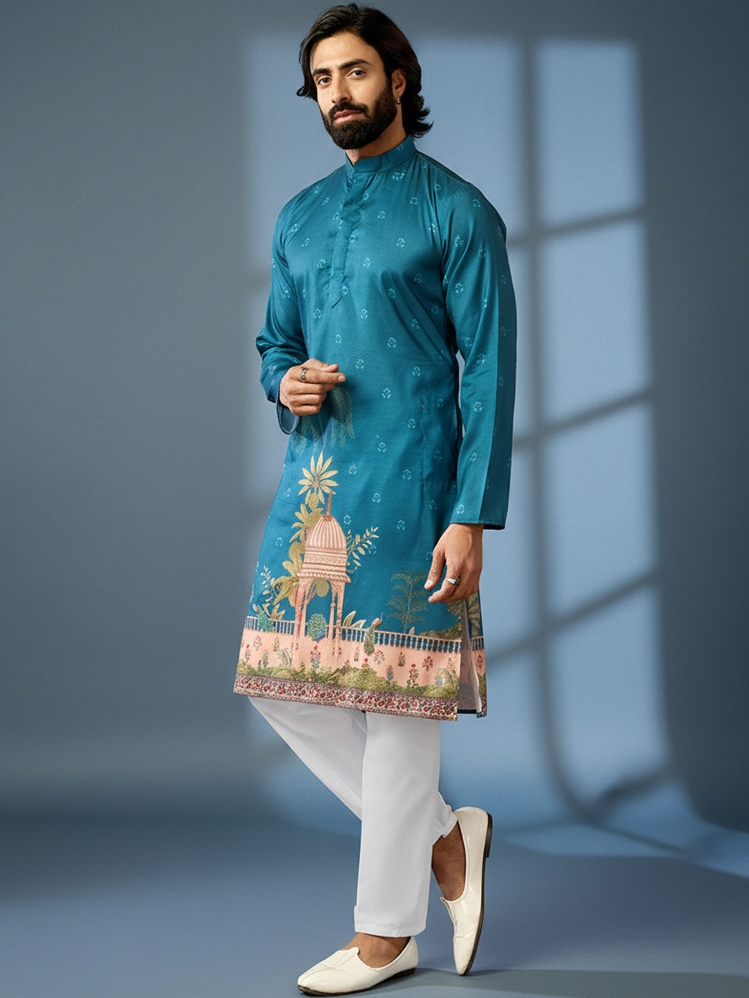 RANGRAAG Men Ethnic Motifs Printed Regular Kurta with Trousers