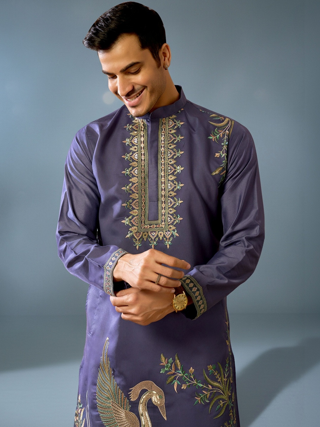 RANGRAAG Men Ethnic Motifs Embroidered Regular Thread Work Kurta with Trousers