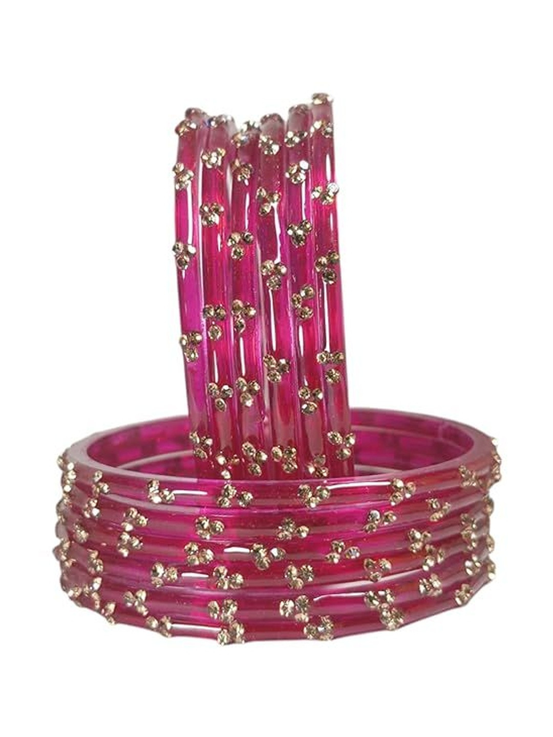 MISHVA FASHION Set of 12 Zircon-Studded Kashmiri Bangless