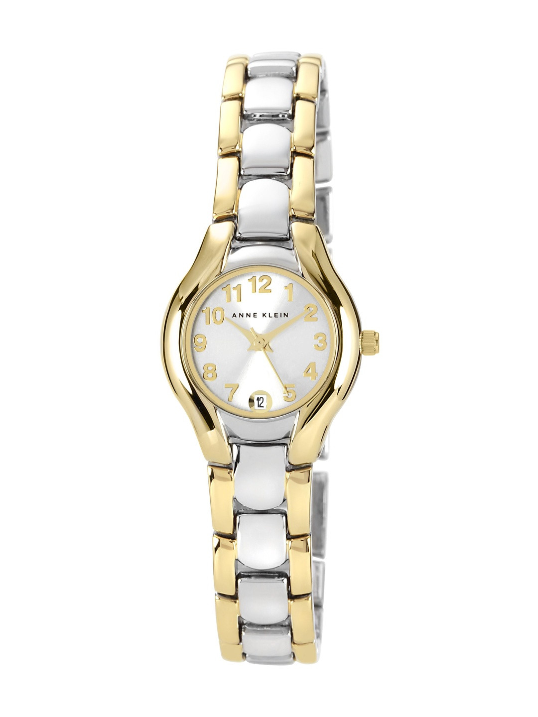 ANNE KLEIN Brass Dial & Bracelet Style Straps Analogue Date Aperture Watch 10 6777SVTT