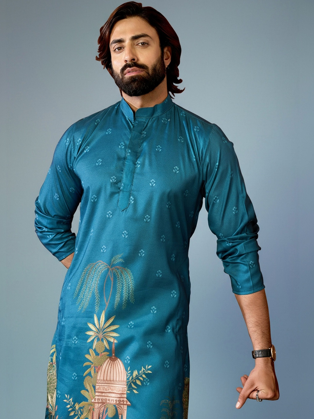 RANGRAAG Men Ethnic Motifs Printed Regular Kurta with Trousers