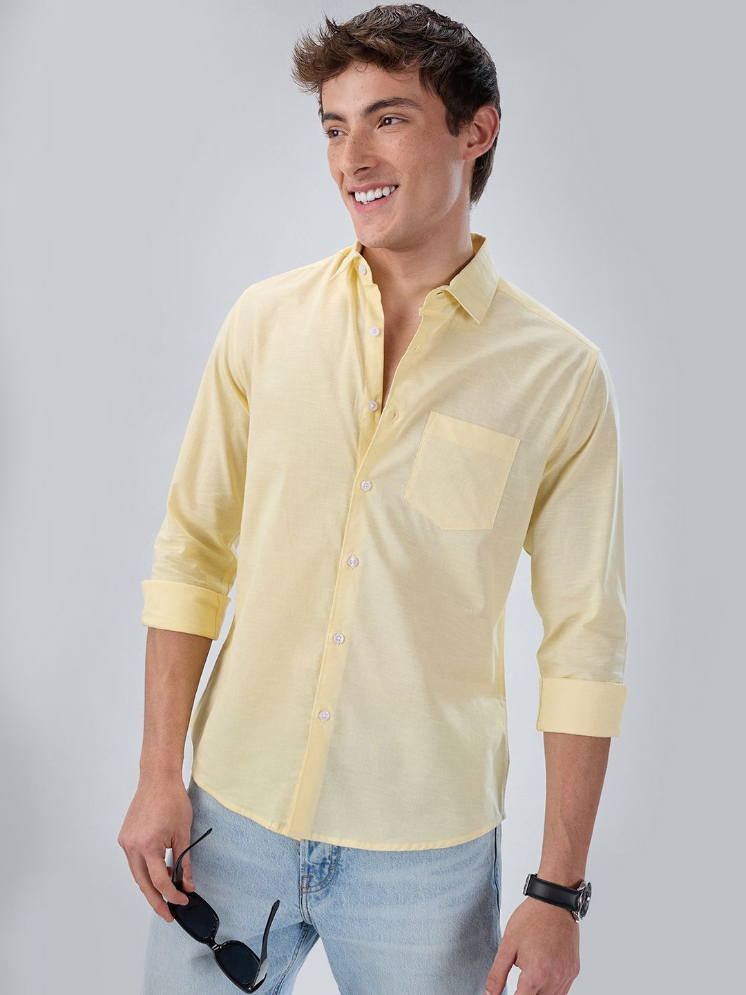 VASTRADO Sunshine Pop Yellow Casual Shirt