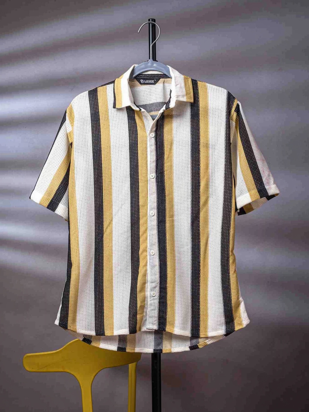 Lunice Men Semi Sheer Striped Casual Shirt